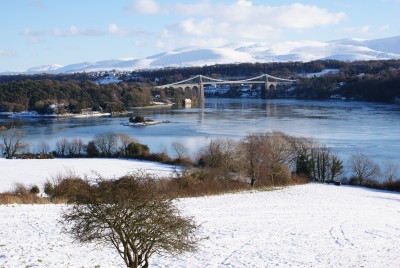 Snow and Menai Suspension Bridge